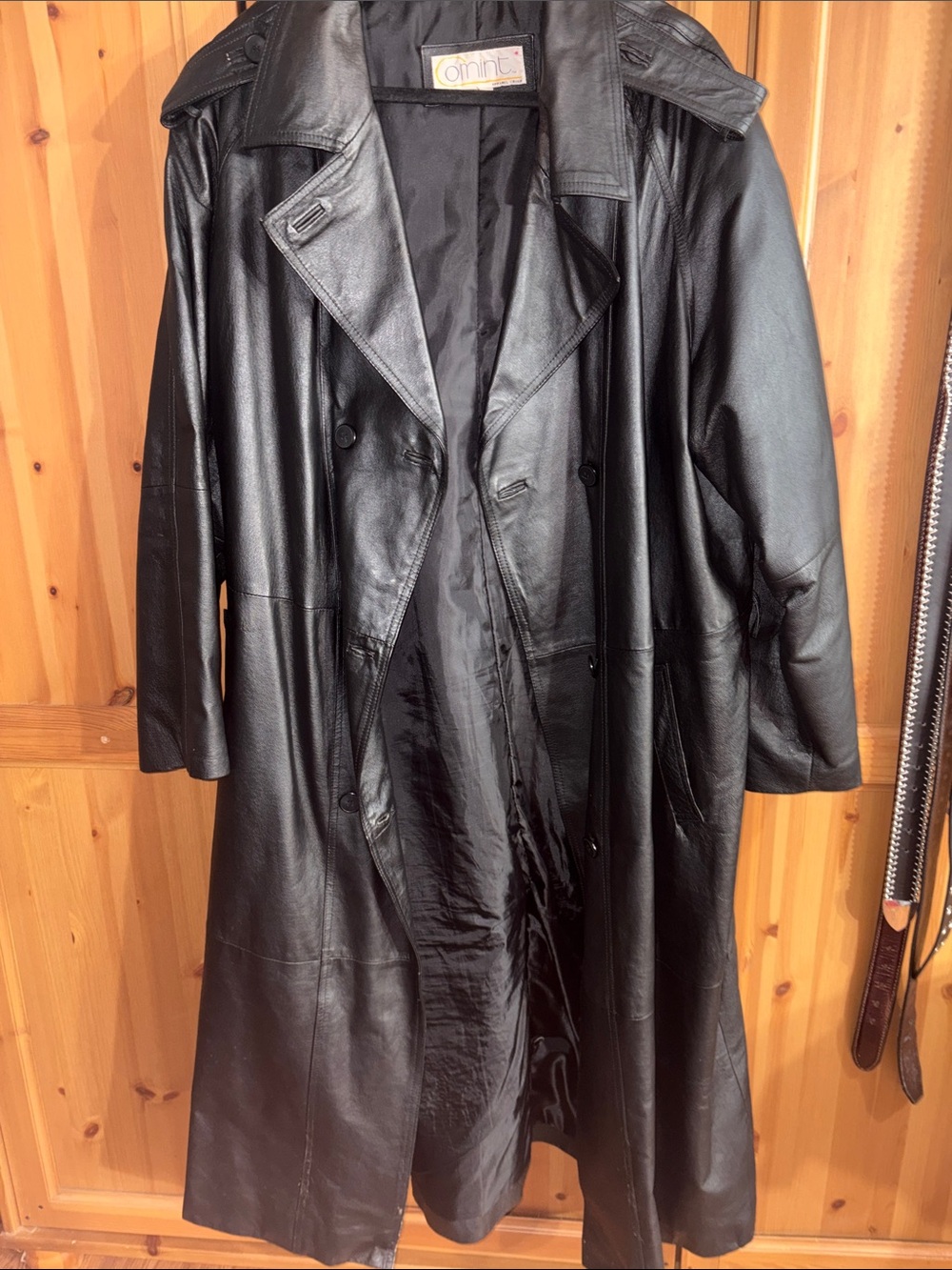 Black Leather Trench Coat - Men